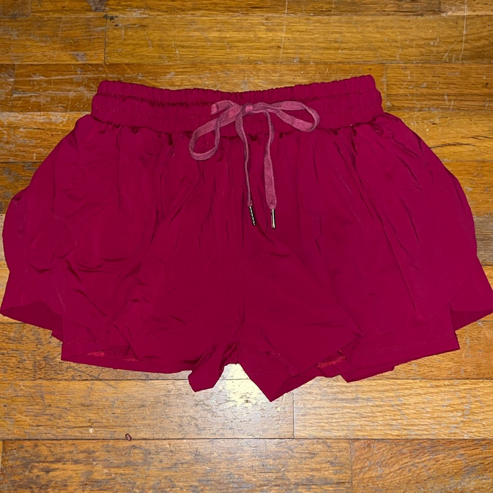 Red running shorts